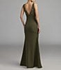 Mac Duggal V-Neck Beaded Bodice Crepe A-line Gown - Image 2