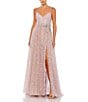 Mac Duggal V-Neck Beaded Bow Waist Embellished Mesh A-Line Gown, Color:Rose - Image 1