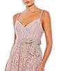 Mac Duggal V-Neck Beaded Bow Waist Embellished Mesh A-Line Gown, Color:Rose - Image 3