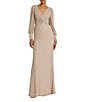 Mac Duggal V-Neck Bishop Sleeve Beaded Column Gown,Specials : American Fashion Style Bags On Sale