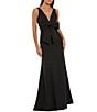 Mac Duggal Crepe V-Neck Sleeveless Front Bow Column Gown - Image 1