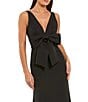 Mac Duggal Crepe V-Neck Sleeveless Front Bow Column Gown - Image 3