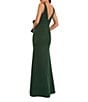 Mac Duggal V Neck Crepe Column Gown With Bow, Color:Emerald - Image 2