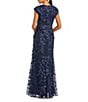 Mac Duggal V Neck Embroidered Mesh A Line Gown, Color:Midnight - Image 2