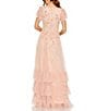 Mac Duggal V-Neck Flutter Sleeve Ruffle Tiered Embellished Gown, Color:Blush - Image 2
