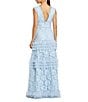 Mac Duggal V Neck Lace Tiered Ruffle Gown - Image 2