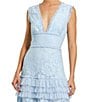 Mac Duggal V Neck Lace Tiered Ruffle Gown - Image 3