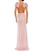 Mac Duggal V-Neck Ruffle Cap Sleeve Cut-Out Open Strappy Corset Back Gown, Color:Rose - Image 2