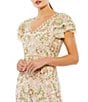 Color:Nude Multi - Image 3 - V-Neck Tiered Ruffle Short Sleeve Floral Beaded Sequin Gown