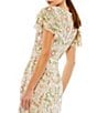 Color:Nude Multi - Image 4 - V-Neck Tiered Ruffle Short Sleeve Floral Beaded Sequin Gown