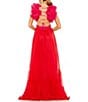 Mac Duggal V-Neck Ruffle Tiered Cut Out Gown, Color:Red Pink - Image 2