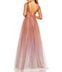 Mac Duggal V-Neck Shirred Bodice Giltter Ombre Ballgown, Color:Vintage Rose - Image 2
