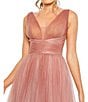 Mac Duggal V-Neck Shirred Bodice Giltter Ombre Ballgown, Color:Vintage Rose - Image 3