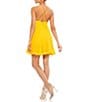 Color:Marigold - Image 2 - V-Neck Spaghetti Strap A-Line Mini Dress