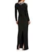 Mac Duggal V-Neck Twist Front Beaded Shoulder Jersey Gown, Color:Black - Image 2