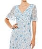Mac Duggal V-Neck Neck Flutter Sleeve Embellished Mesh Column Gown, Color:Powder Blue - Image 3