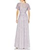 Mac Duggal Vneck Short Sleeve Sequined Mesh Aline Gown, Color:Lavender - Image 2