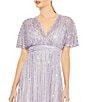 Mac Duggal Vneck Short Sleeve Sequined Mesh Aline Gown, Color:Lavender - Image 3