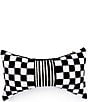 MacKenzie-Childs Check Bow Throw Pillow, Color:Black - Image 1