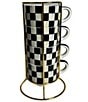 MacKenzie-Childs Check® Stoneware Cappuccino Stackable Cup Tower - Image 1