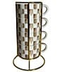 MacKenzie-Childs Check® Stoneware Cappuccino Stackable Cup Tower - Image 3