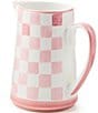 MacKenzie-Childs Check Stoneware Pitcher, 1.75 Qt., Color:Pink Check - Image 2