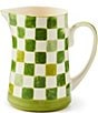 MacKenzie-Childs Check Stoneware Pitcher, 1.75 Qt., Color:Green Check - Image 1