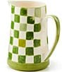 MacKenzie-Childs Check Stoneware Pitcher, 1.75 Qt., Color:Green Check - Image 2