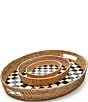 MacKenzie-Childs Courtly Check Enamel & Rattan Serving Tray, Small, Color:Courtly - Image 2