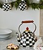 MacKenzie-Childs Courtly Check® Enamel Tea Kettle, 3 Qt., Color:Courtly Check - Image 2