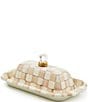 MacKenzie-Childs Check® Enamel Butter Box, Color:Mocha Check - Image 1