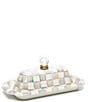 MacKenzie-Childs Check® Enamel Butter Box, Color:Sterling Check - Image 1