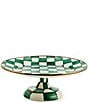 MacKenzie-Childs Check Enamel Pedestal Platter, Color:Emerald Check - Image 1