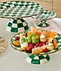 MacKenzie-Childs Check Enamel Pedestal Platter, Color:Emerald Check - Image 3