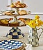 MacKenzie-Childs Check Enamel Pedestal Platter, Color:Sterling Check - Image 3