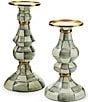 MacKenzie-Childs Medium Check Enamel Pillar Candlestick, Color:Sterling Check - Image 3