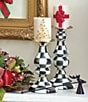 MacKenzie-Childs Medium Check Enamel Pillar Candlestick, Color:Courtly Check - Image 6