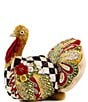 MacKenzie-Childs Harvest Aurora Embellished Check Turkey Shaped Pillow - Image 1