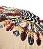 MacKenzie-Childs Harvest Turkey Checked Embellished Square Pillow - Image 3