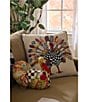 MacKenzie-Childs Harvest Turkey Checked Embellished Square Pillow - Image 4