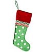 MacKenzie-Childs Holiday Collection Check It Out Polka Dot Stocking, Color:Green - Image 1