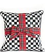 MacKenzie-Childs Holiday Collection Courtly Check Tartan Bow Reversible Throw Pillow, Color:Black Multi - Image 1