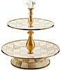 MacKenzie-Childs Check Enamel Two Tier Sweet Stand, Color:Mocha Check - Image 1