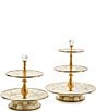 MacKenzie-Childs Check Enamel Two Tier Sweet Stand, Color:Mocha Check - Image 3