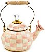 MacKenzie-Childs Check Enamel Whistling Tea Kettle, 2 Qt., Color:Rosy Check - Image 1