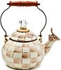 MacKenzie-Childs Check Enamel Whistling Tea Kettle, 2 Qt., Color:Mocha Check - Image 1
