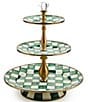 MacKenzie-Childs Check Three Tier Sweet Stand, Color:Emerald Check - Image 1