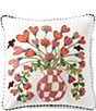 MacKenzie-Childs Pink Check Hearts Bouquet Throw Square Pillow - Image 1