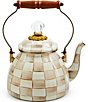 MacKenzie-Childs Check Enamel Tea Kettle, 2 Qt., Color:Mocha Check - Image 1