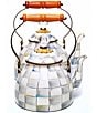 MacKenzie-Childs Check Enamel Tea Kettle, 2 Qt., Color:Sterling Check - Image 2